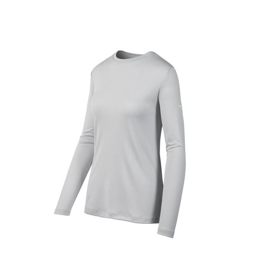 Camiseta Mizuno Long Sleeve - Mulher - Cinzentas - RWYNE7814